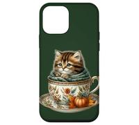 Fall Kitten In Floral Coffee Mug Knitted Scarf Cute Cat Custodia per iPhone 12 mini