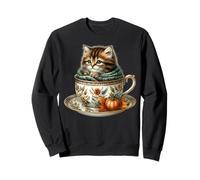 Fall Kitten in Floral Coffee Mug Knitted Scarf Cute Cat Felpa
