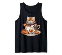 Fall Kitten Pumpkin Spice Coffee Mug Knitted Scarf Cute Cat Canotta