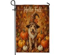 Fall Lakeland Terrier Dog Gnome Front Yard Backyard Vertical Garden Bandiere 30,5 x 45,7 cm double face per esterni, autunno zucca foglia d'acero piccole bandiere prato piccole bandiere prato fresco
