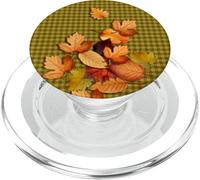 Fall Leaves - Autumn Gingham Phone Cover Forest Green Plaid PopSockets PopGrip per MagSafe