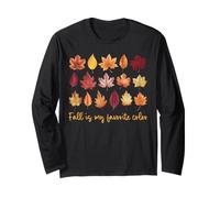 Fall Leaves Collage Cottagecore Autumn Season Nature Lover Maglia a Manica