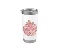 Fall Leopard Pumpkin Breast Cancer Awareness Bicchiere termico in acciaio inox doppia parete