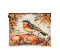 Fall Oriole - Borsa per il trucco con uccellino, divertente astuccio da viaggio per donne e ragazze, organizer portatile in tela con cerniera, borsa da toilette country 17,8 x 22,9 cm