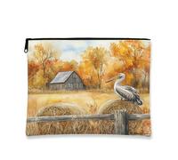 Fall Pelicans - Borsa per il trucco con uccellini, borsa da viaggio per donne, piccola borsa portatile in tela con cerniera, borsa da toeletta da fattoria, 17,8 x 22,9 cm