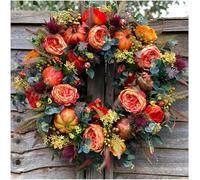 Fall Peony and Pumpkin Wreath - Year Round Wreath, 2026 New Farmhouse Fall Wreaths, Farmhouse Front Door Decor with Maple Leaf Berry Pumpkin Pinecone,Wreaths for Halloween Harvest Decor (small)