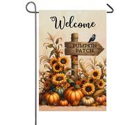 Fall Pumpkin Patch Welcome Bandiera Da Giardino Colore Vivido Bandiere Verticale Resistente Alle Intemperie Bandiera Per Portico Balcone Decorazione 30X45Cm
