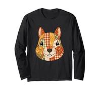 Fall Pumpkin Patchwork Quilt Squirrel Autumn Maglia a Manica