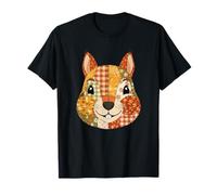 Fall Pumpkin Patchwork Quilt Squirrel Autumn Maglietta