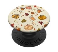 Fall Pumpkin Spice - Autumn Coffee & Leaves Pattern PopSockets PopGrip Adesivo