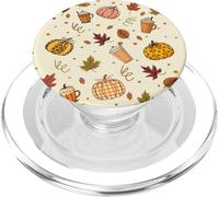 Fall Pumpkin Spice - Autumn Coffee & Leaves Pattern PopSockets PopGrip per MagSafe