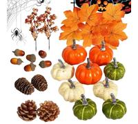 Fall Pumpkin Table Decorations - 25 Pieces Assorted Realistic Mini Set