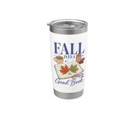 Fall Reading Good Book Autumn Reader Fall Season Bicchiere termico in acciaio inox doppia parete