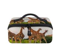 Fall Rothschild - Trousse da viaggio con giraffa, portatile, impermeabile, aperta e piatta, per articoli da toeletta e cosmetici, organizer da viaggio per donne e uomini