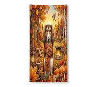 Fall Saluki - Copertura decorativa per porta del cane, 91 x 182 cm, da appendere alla porta d'ingresso, per interni ed esterni, portico autunnale