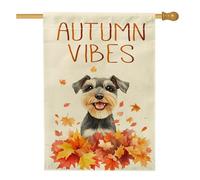 Fall Schnauzer - Bandiere verticali per la casa, in lino, per cortile e cortile, 28 x 40 cm, double-face, per esterni, divertente bandiera autunnale con foglie d'acero, stampa per la casa, strana e