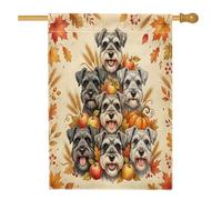 Fall Schnauzer Dog Front Yard Backyard Linen Vertical House Flags 28x40 Double Face per esterno, carino Holiday Harvest Home Print Flag, autunno casa all'aperto modello bandiere
