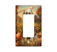 Fall Shih Tzu Dog Decorative Light Switch Cover Plate 1 Gang Single Rocker, Autumn Farmhouse Pumpkin Frontalino Elettrico per Cucina Bagno, Cucciolo Copertura Decorazione