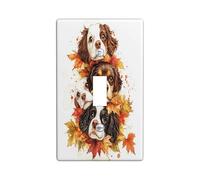Fall Springer Spaniel Dog Decorative Light Switch Cover Placca 1 Gang Single Toggle, Carino Autunno Foglia d'Acero Elettrico Frontale per Cucina Bagno, Cucciolo Interruttore Decor