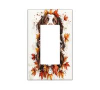 Fall Springer Spaniel Dog Decorative Light Switch Cover Plate 1 Gang Single Rocker, Carino Autunno Foglia d'Acero Elettrico Frontale per Cucina Bagno, Cucciolo Interruttore Decor