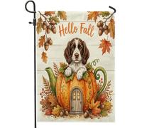 Fall Springer Spaniel Dog Front Yard Backyard Juta Giardino Bandiere 30,5 x 45,7 cm Double Face per esterno, Vacanze in legno foglia modello piccole bandiere prato, autunno casa all'aperto bandiere