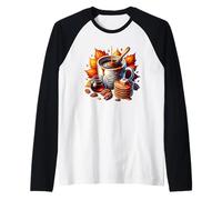Fall Sweet Fall Coffee Mug with Walnuts Pancakes Cute Autumn Maglia con Maniche Raglan