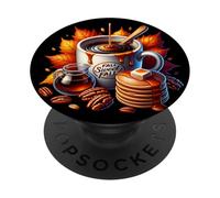 Fall Sweet Fall Coffee Mug With Walnuts Pancakes Cute Autumn PopSockets PopGrip Adesivo