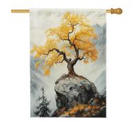 Fall Tree Asia House Flags 71,1 x 101,2 cm double face per esterno, paesaggio giapponese autunnale standard verticale su tela per la casa, bandiera con stampa di montagna fresca per cortile anteriore