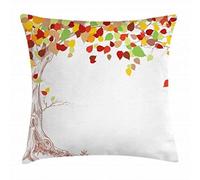 Fall, Tree Leaves View from The Bottom Mother Earth Theme Features Artsy Illustration Decorativi Federa Elegante Copricuscini Morbido Federe De Cuscini per Estate Esterni Divani 45X45Cm