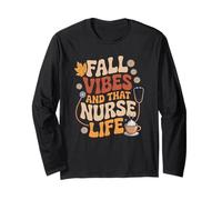 Fall Vibes Nurse Life Autumn RN Pumpkin Spice Aesthetic Maglia a Manica