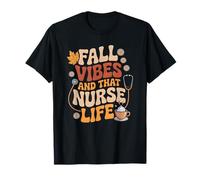 Fall Vibes Nurse Life Autumn RN Pumpkin Spice Aesthetic Maglietta