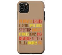 Fall Vibes Word Art Cozy Autumn Leaves Pumpkins Sidro Tee Custodia per iPhone 11 Pro Max