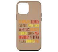 Fall Vibes Word Art Cozy Autumn Leaves Pumpkins Sidro Tee Custodia per iPhone 12 mini
