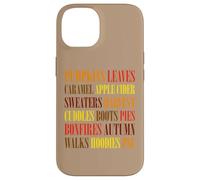Fall Vibes Word Art Cozy Autumn Leaves Pumpkins Sidro Tee Custodia per iPhone 14