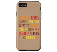 Fall Vibes Word Art Cozy Autumn Leaves Pumpkins Sidro Tee Custodia per iPhone SE (2020) / 7/8