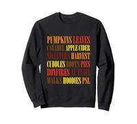 Fall Vibes Word Art Cozy Autumn Leaves Pumpkins Sidro Tee Felpa