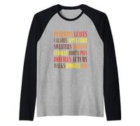 Fall Vibes Word Art Cozy Autumn Leaves Pumpkins Sidro Tee Maglia con Maniche Raglan