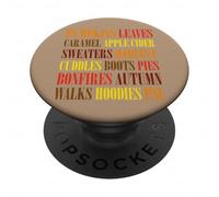 Fall Vibes Word Art Cozy Autumn Leaves Pumpkins Sidro Tee PopSockets PopGrip Adesivo