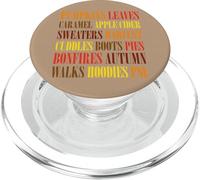 Fall Vibes Word Art Cozy Autumn Leaves Pumpkins Sidro Tee PopSockets PopGrip per MagSafe