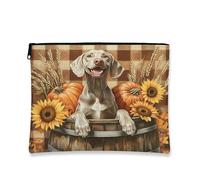 Fall Weimaraner - Borsa per il trucco con cane, 17,8 x 22,9 cm, borsa da viaggio, borsa da viaggio con motivo autunnale vintage, borsa per cosmetici da donna, in tela con cerniera