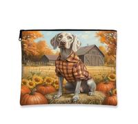 Fall Weimaraner Borsa per il trucco con cane, borsa da viaggio per donne e ragazze, borsa da viaggio per donne e ragazze, piccola borsa portatile in tela con cerniera, borsa da toeletta per cuccioli