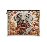 Fall Weimaraner - Borsa per il trucco con cane da 17,8 x 22,8 cm, borsa da viaggio, vintage, autunnale, con stampa di foglie d'acero, borsa per cosmetici con stampa di zucca, regalo per donne