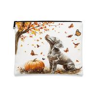 Fall Weimaraner Borsa per il trucco con cane da 17,8 x 22,8 cm, per borsa da viaggio, borsetta da viaggio con albero di zucca autunnale, borsa per cosmetici da donna, divertente astuccio per articoli