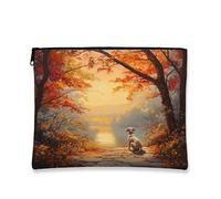 Fall Weimaraner Borsa per il trucco con cane, scena autunnale, borsa da viaggio per donne, regali per ragazze, piccola borsa portatile in tela con cerniera, 17,8 x 22,9 cm