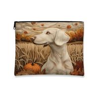 Fall Weimaraner - Trousse per il trucco con cane autunnale, borsa da viaggio per donne, piccola borsa portatile in tela con cerniera, borsa da toeletta per cuccioli, 17,8 x 22,9 cm