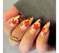 Fall Winter Fake Nails Plastic Floral Design Press on NonToxic Easy Application Art for Party Office Event Autumn Winter Floral Fake