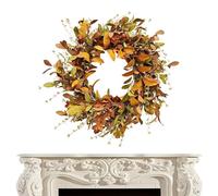 Fall Wreath, Artificial Seasonal Leaves Branch Berry Signs For Thanksgiving, 21.65inch Autumn Wreath, Halloween Christmas Holiday Window Fireplace Wall Indoor Outdoor Farmhouse