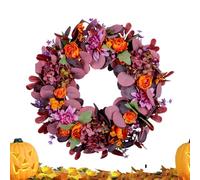 Fall Wreath Decoration, Thanksgiving Front Door Wreath, Holiday Farmhouse Porch and Wall Decor, Artificial Leaves Material, Seasonal Outdoor Patio and Yard Accent, Ideal for Halloween, Wedding