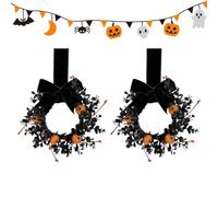 Fall Wreath Halloween Decor - Gothic Bow Garland, Autumn Door Ornament