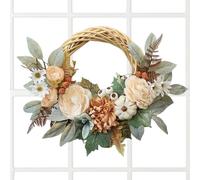 Fall Wreath, Pumpkin Decor, Berries Ring with 15.75in Size & Hook, Seasonal Ornament for Front Door, Indoor, Wall, Outdoor, Window, Hotel, Fence, Apartment, School, Entryway, Celebration